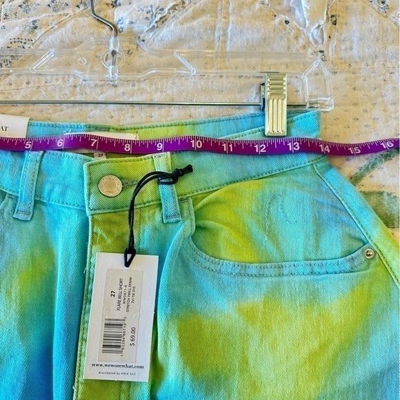 NWT WeWoreWhat flare bell short stretch twill denim tie dye women 27 - Picture 3 of 14